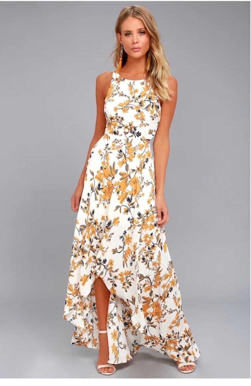 Ali & Jay Bohemian Rhapsody Cream Floral Print Maxi Dress Size S